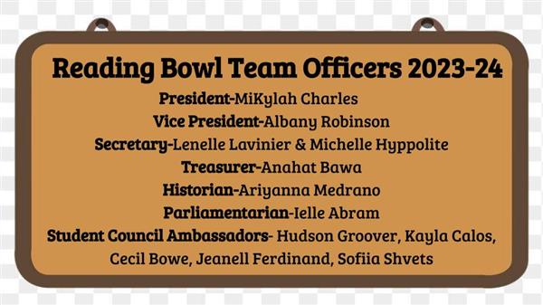 Reading Bowl Team Officers 2023-2024